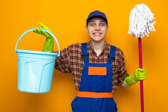 WHAT IS THE CORRECT WAY TO HANDLE A BUCKET OF DIRTY MOP WATER