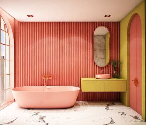 Coral Colors Bathroom
